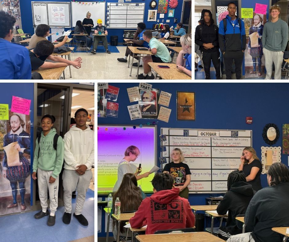 Students working through the introduction to Shakespeare.