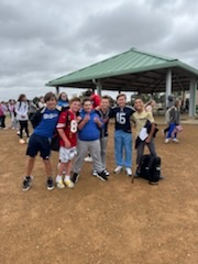 dressed in team jerseys!