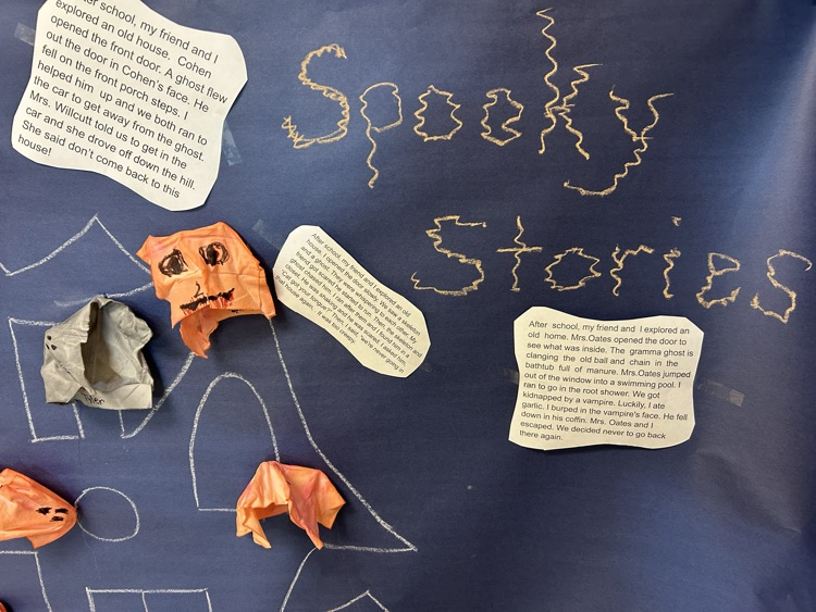 Class working on writing stories.