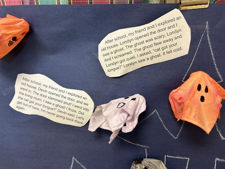 Class working on writing stories.