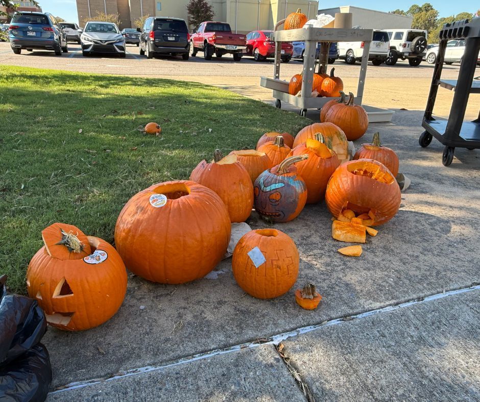The pile of pumpkins after each detonation.