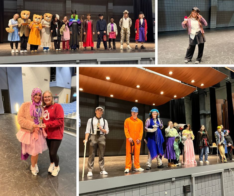 Students in costume according to the genre they drew. 