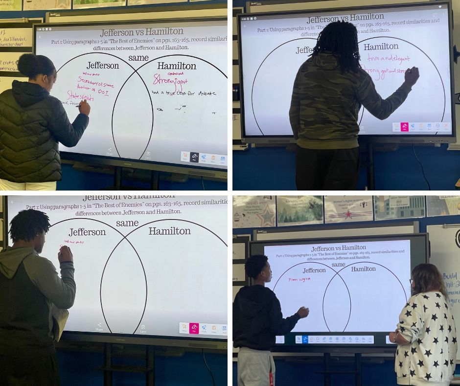 students work on a Venn diagram.