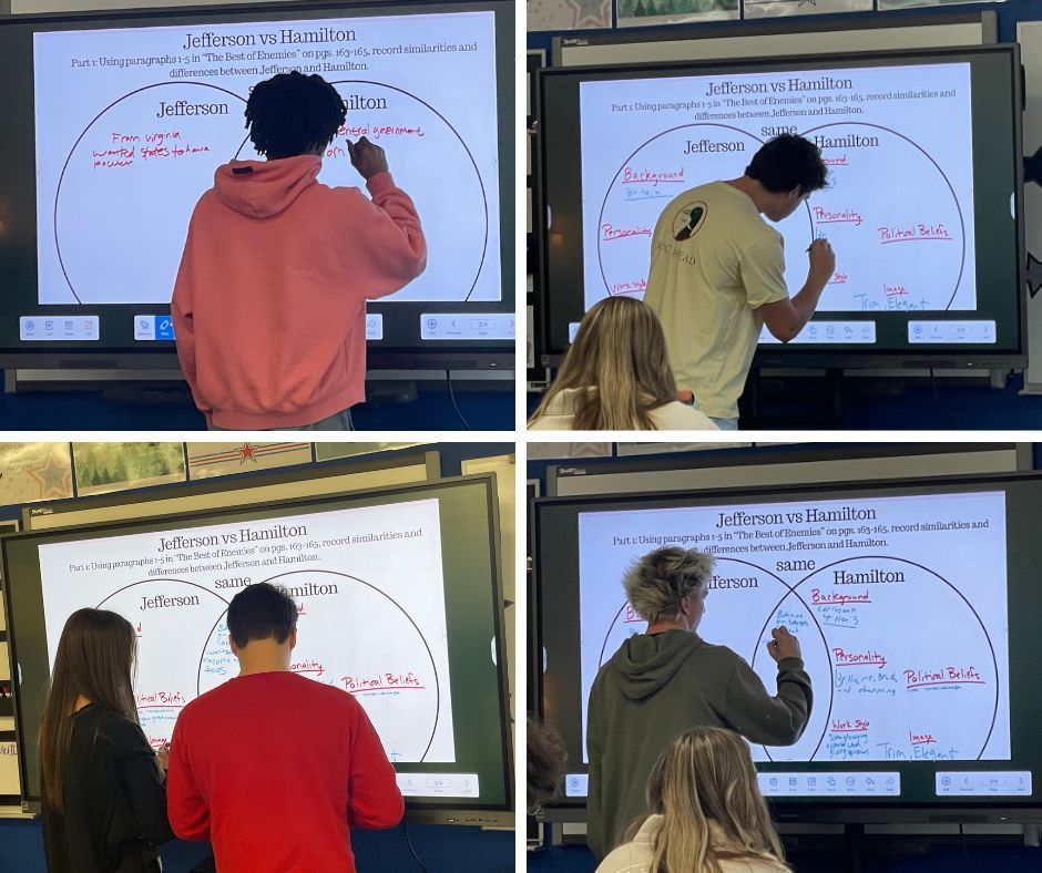 students work on a Venn diagram.