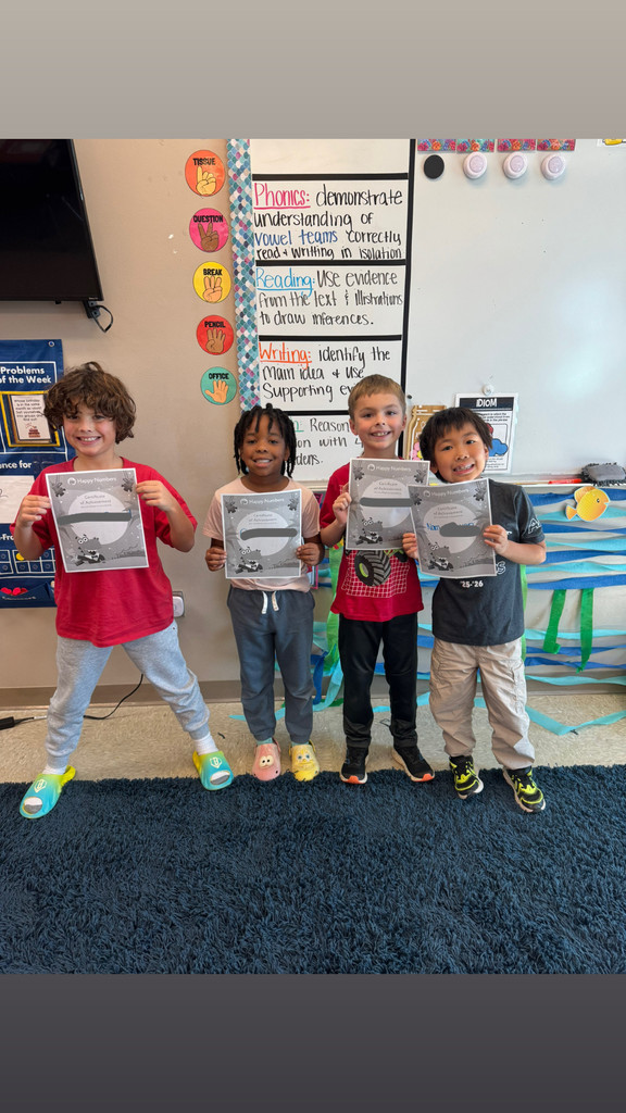 Mrs. Wilcox’s students who met their units and completed their task on Happy Numbers got awards!! 