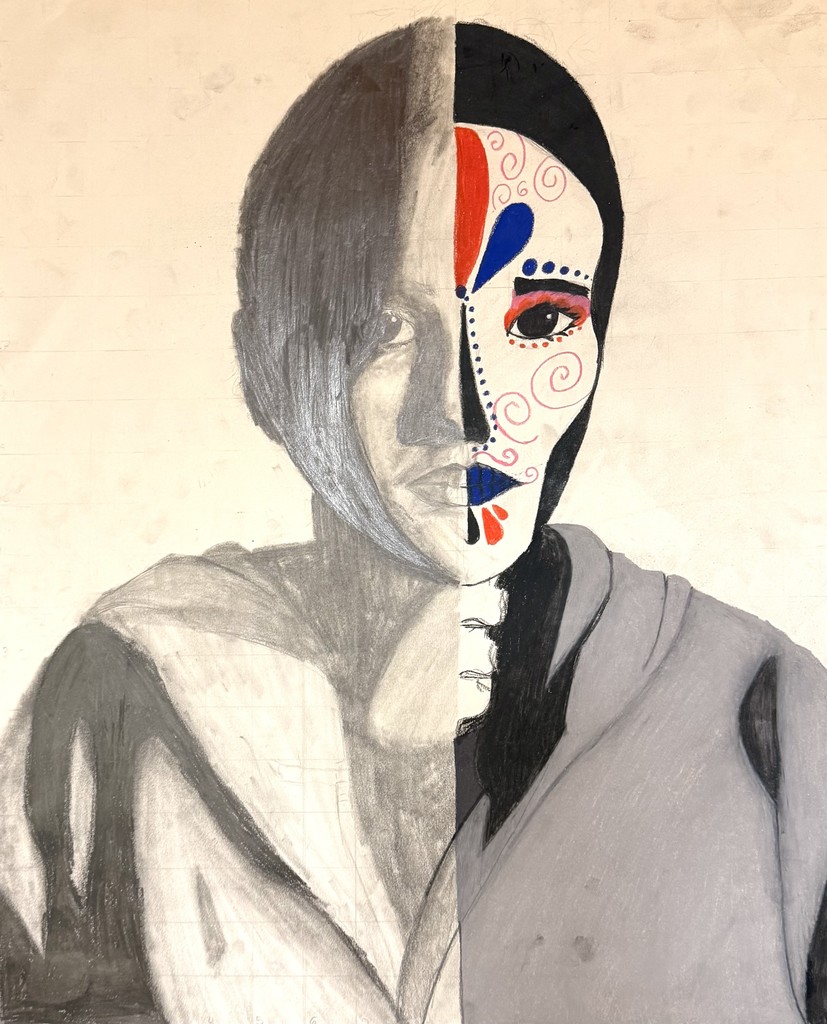 Students in Drawing II created stunning 16x20 mixed media altered portraits in honor of Día de los Muertos for Hispanic Heritage Month. Each piece combines graphite and colored pencil to represent both technique and meaning—every color and symbol chosen reflects the traditions of the holiday and the artist’s personal story. 💀🎨🌼
