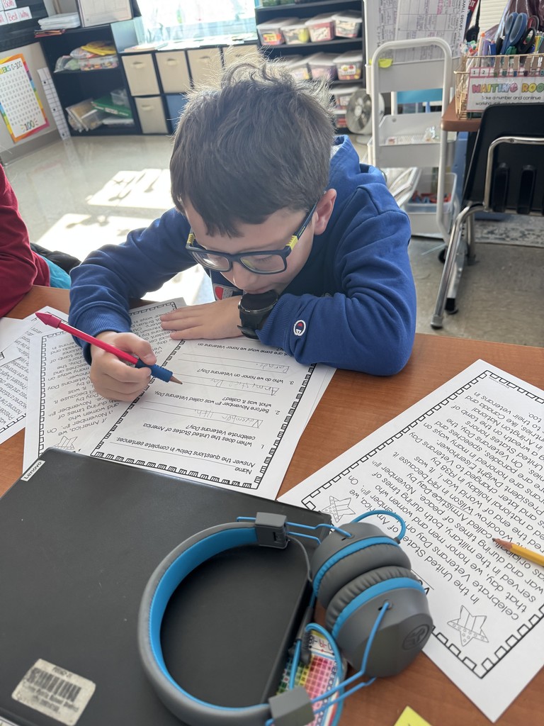 2nd grade is learning about the history of Veterans Day.