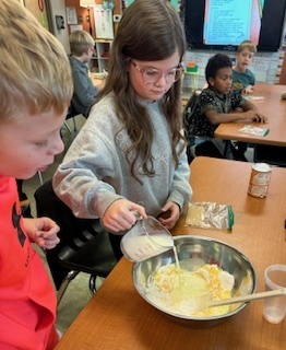 Mrs. Harrison's Second Graders have been working on a "How to Make a Pumpkin Pie" informational writing. We decided to try out our own advice and make a pumpkin pie in a cup. You can tell by our faces who's a pumpkin pie fan...and who is not!