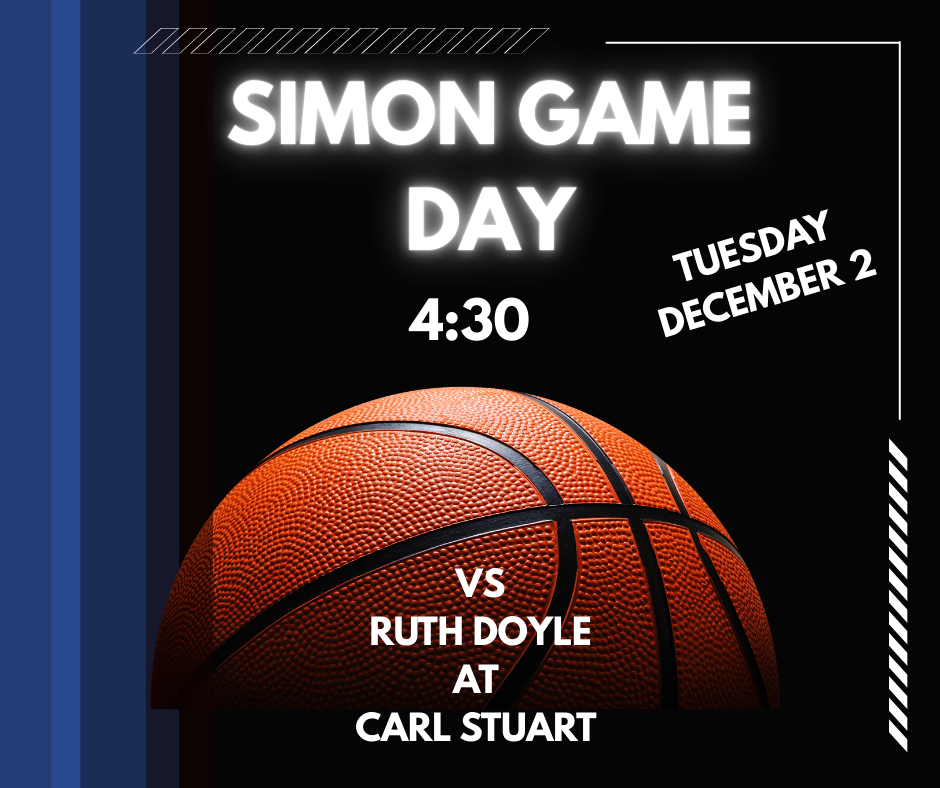 GAME DAY!  SIMON VS RUTH DOYLE  4:30   AT CARL STUART