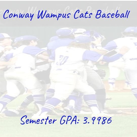 The Conway Wampus Cat High School Baseball Team earns a 3.9986 GPA for the first semester