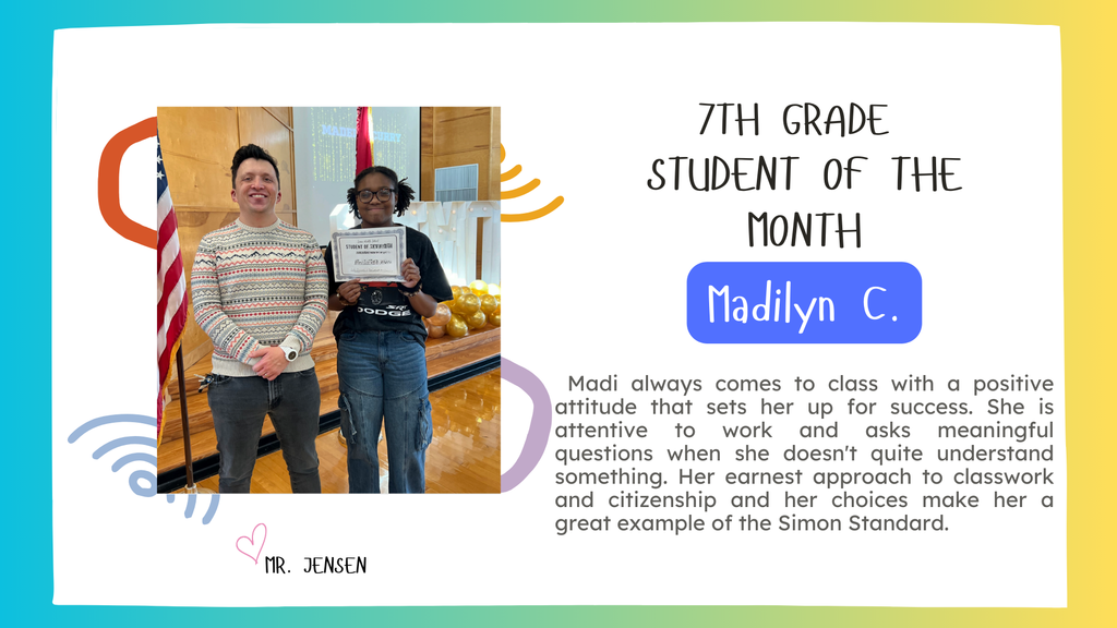 January Students of the Month: Madilyn C and Mr. Jenson