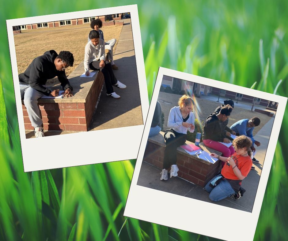 Students work on creative writing based on a Walt Whitman poem.