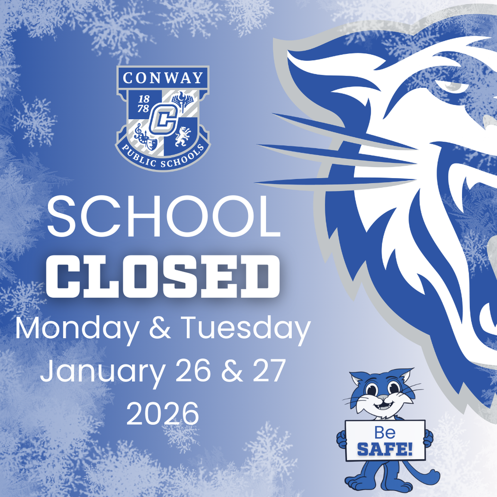 School Closed Monday & Tuesday January 26 & 27 2026 graphic Be safe
