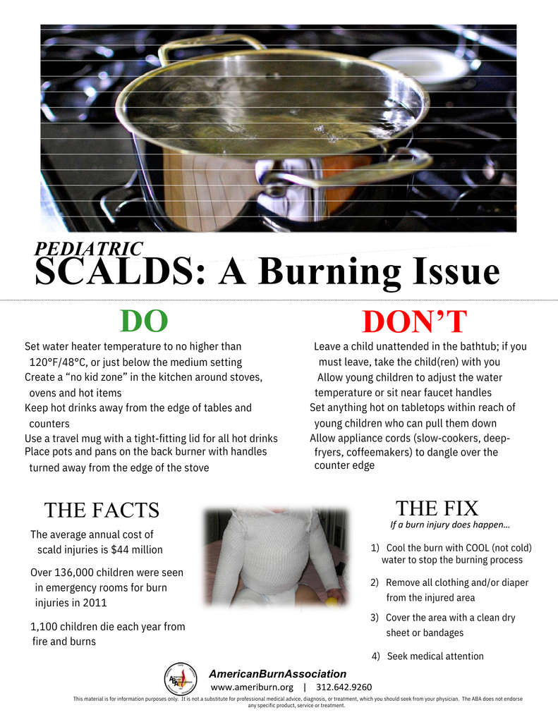 🔥 National Burn Awareness Week | February 1–6 🔥  Scald burns are one of the most common burn injuries in children—but they’re preventable. Keep kids safe by turning pot handles inward, keeping hot drinks out of reach, setting water heaters no higher than 120°F, and never leaving children unattended near hot water.  If a burn happens: cool with cool (not cold) water, remove clothing from the area, cover with a clean dry cloth, and seek medical care.  Let’s work together to prevent burns and protect our kids.