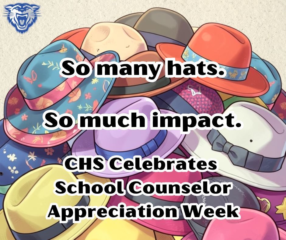 🎩 So Many Hats. So Much Impact. 🎩  It’s School Counselors Appreciation Week, and Conway High School is proud to celebrate the incredible counselors who support, guide, and champion our students every single day.  From academic planning to college and career guidance, from social-emotional support to being a steady presence when it matters most—Ms. Armstrong, Ms. Jernigan, Mr. Martin, Ms. Martin, and Ms. Nix wear many hats, and each one makes a powerful difference.  Our Wampus Cats are stronger, more confident, and more prepared for the future because of the heart, dedication, and impact of this amazing team. Thank you for all you do—for our students, our campus, and our community. 💙💛