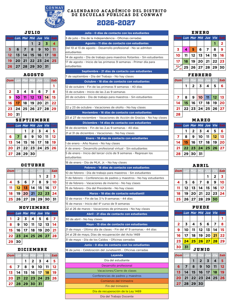 CPSD 2026-2027 calendar 