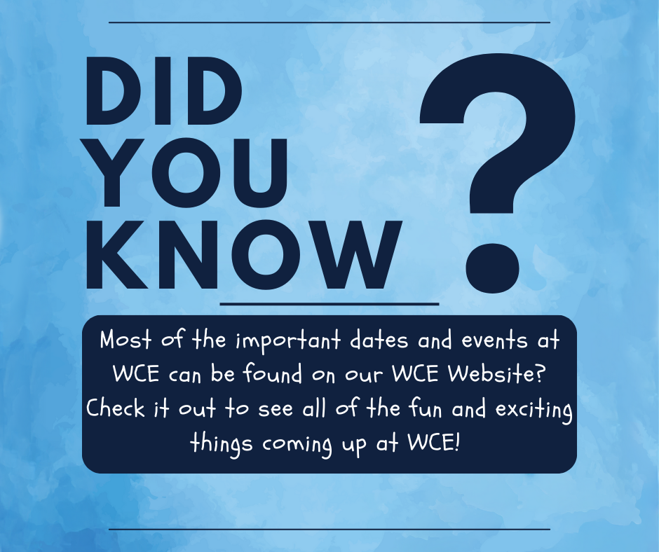 📣 Did You Know? 🤔 Most of the important dates and events at WCE can be found right on our website! 🎉📅 Want to stay in the loop on everything happening at WCE? From school events to fun activities, it’s all in one place. Be sure to check it out so you don’t miss a thing! 👉 View the WCE Events Calendar here: https://www.conwayschools.org/o/wces/events?view=cal-month This website can be used to see all events going on at WCE — bookmark it and check back often! 💙🏫