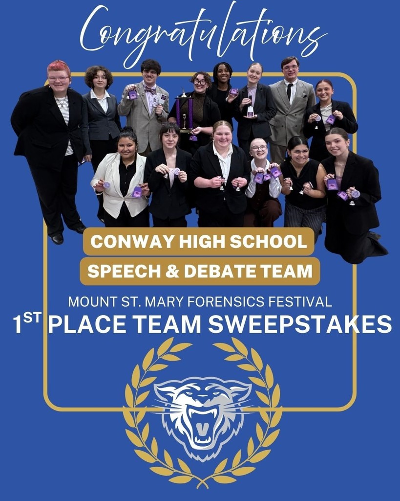 Congratulations to the CHS Speech & Debate team for their success at Mount St. Mary Academy’s Speech & Debate Tournament! Along with their many individual awards, the Wampus Cats brought home 1st Place Team Sweepstakes!!! Team members competing were: Seniors - Annabel Champlin, Farah Sherman, Joshua Mendoza, Kamryn Young, Naomi Brooks, Wren Welky. Juniors - Amelia Garrett, Madison Davenport, Milina Michel. Sophomores - Hugh Lamey, Lina Arkamova, Roseli Pineda, Sierra Moses, Zenna Dean.
