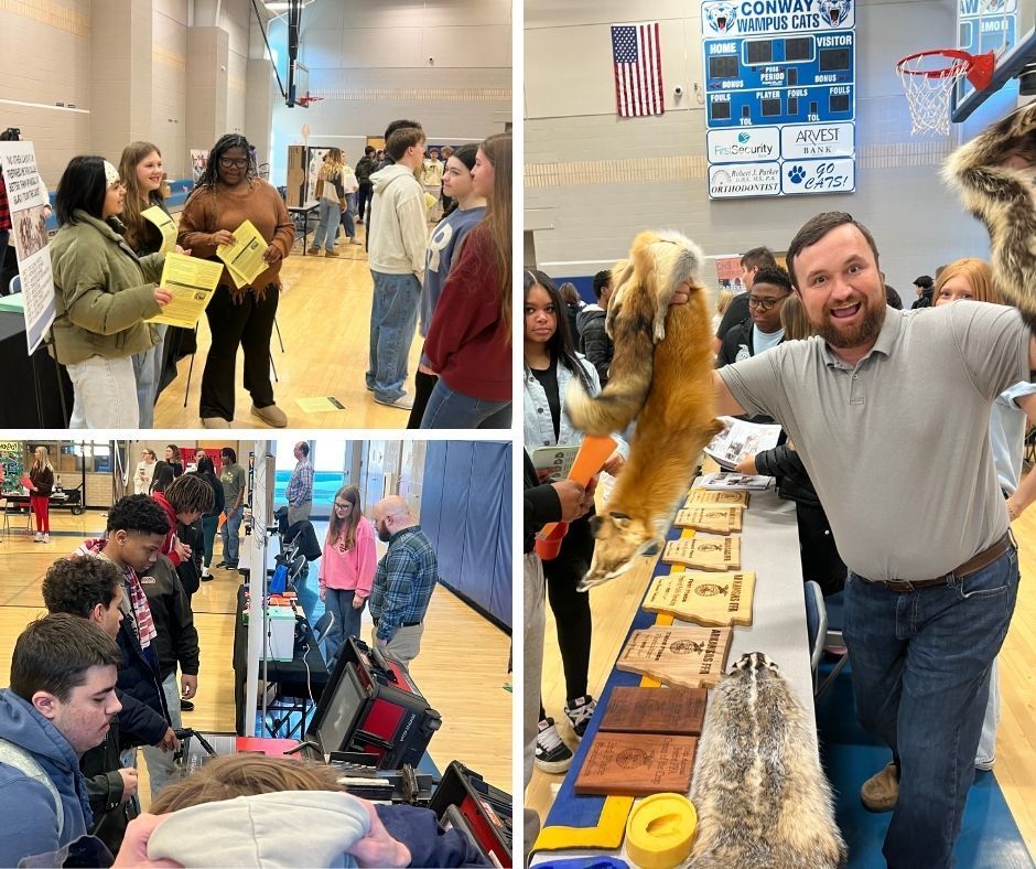 Ninth graders at Conway Junior High School explored potential high school course options, connecting with representatives from AP and CTE programs. From answering questions to hands-on demonstrations, students got a firsthand look at the opportunities waiting for them. Big decisions, bright futures!