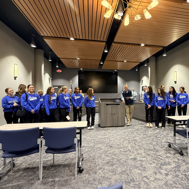 volleyball team at city council meeting 