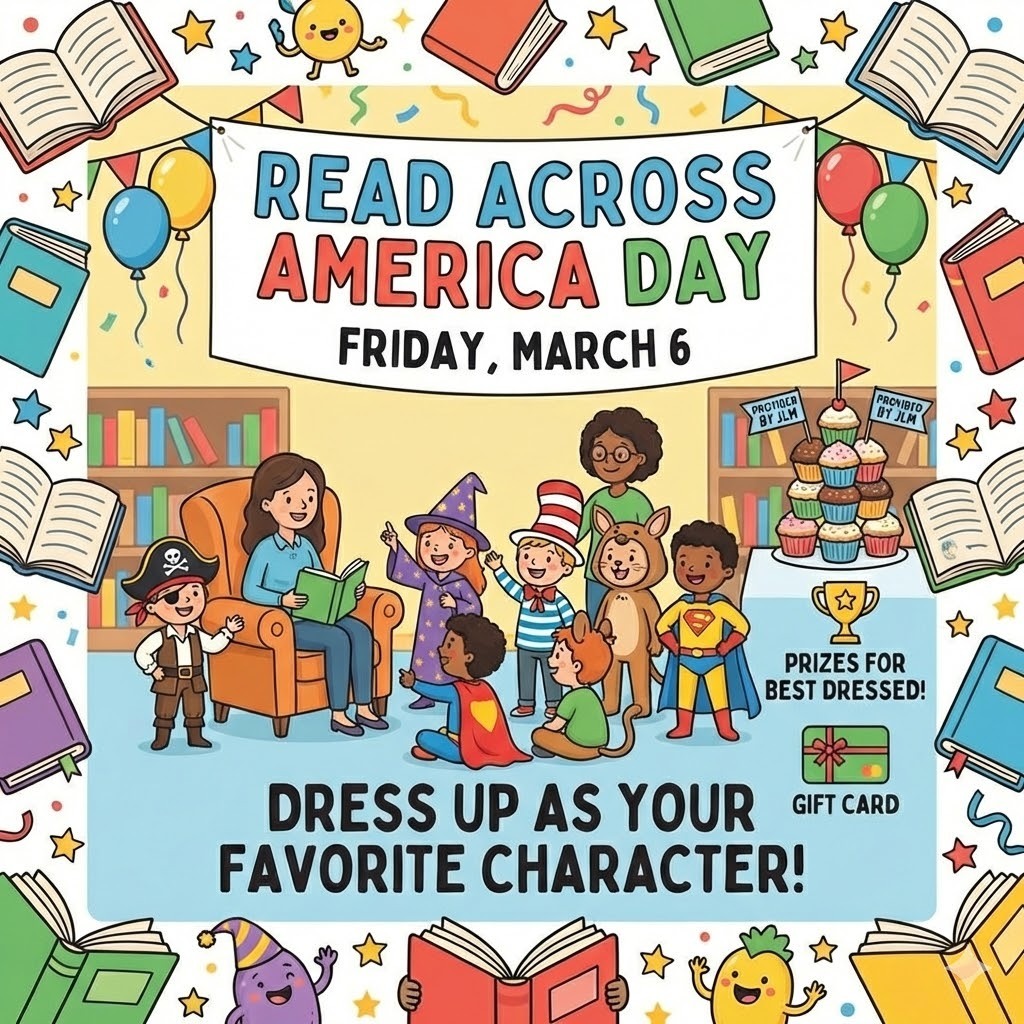 dress up as your favorite character Friday march 6 for Read Across America Day