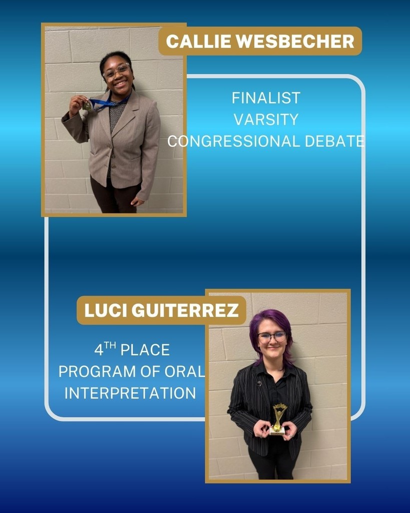 Congratulations to the CHS Speech & Debate team for their success at the Bentonville West High School Speech & Debate Tournament held February 20-21, 2026. Together, they brought home 24 individual awards and 17 state tournament bids. Along with their individual success, they also brought home 2nd place team sweepstakes! The team is coached by Mrs. Casey Griffith. Competing were: SENIORS: Addison Choate, Callie Wesbecher, Dylan Mercer, Farrah Sherman, Joshua Mendoza, Kamryn Young, Liam O’Connor, and Naomi Brooks. JUNIORS: Amelia Garrett, Dylan Simmons, Landon Wharton, Luci Guiterrez, Madison Davenport, Milina Michel, Sydney Madsen, and Zuriel Palma. SOPHOMORES: Hugh Lamey, Lina Akramova, Maxwell Thrasher, Ronald Weaver, and Roseli Pineda.