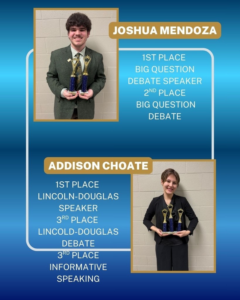 Congratulations to the CHS Speech & Debate team for their success at the Bentonville West High School Speech & Debate Tournament held February 20-21, 2026. Together, they brought home 24 individual awards and 17 state tournament bids. Along with their individual success, they also brought home 2nd place team sweepstakes! The team is coached by Mrs. Casey Griffith. Competing were: SENIORS: Addison Choate, Callie Wesbecher, Dylan Mercer, Farrah Sherman, Joshua Mendoza, Kamryn Young, Liam O’Connor, and Naomi Brooks. JUNIORS: Amelia Garrett, Dylan Simmons, Landon Wharton, Luci Guiterrez, Madison Davenport, Milina Michel, Sydney Madsen, and Zuriel Palma. SOPHOMORES: Hugh Lamey, Lina Akramova, Maxwell Thrasher, Ronald Weaver, and Roseli Pineda.