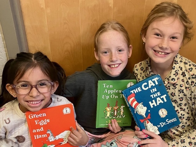 First graders in Mr. Smith's class taking a little book break on Dr. Seuss's birthday!