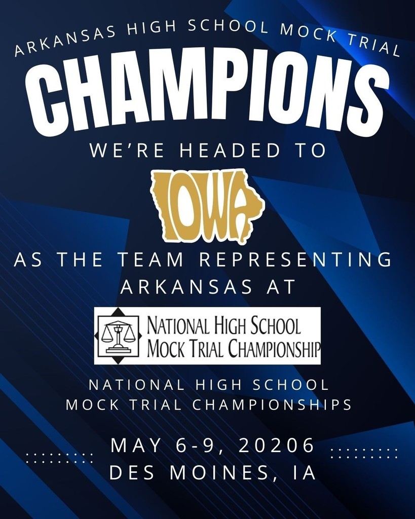 Congratulations to the Conway High School Mock Trial team for winning the 2026 Arkansas High School Mock Trial State Tournament!!! The tournament, sponsored by the Arkansas Bar Association, was held February 27-28, 2026, in Little Rock at the Richard Sheppard Arnold United States Courthouse. Mock trial is an academic and competitive simulation of a trial-level court proceeding, where students act as attorneys and witnesses to argue a fictional criminal or civil case. Teams analyze a provided case packet, develop legal theories, and follow simplified rules of evidence to compete in courtrooms.Twenty-one teams from across Arkansas gathered to try the civil case of Justice Miller v. Jace Talent Agency.   The team competed in four preliminary rounds against Parkview, Bentonville West, Des Arc, and then the final round against Little Rock Central High School. Conway was the only team to go undefeated, with no dropped ballots. The team also earned Star Attorney & Star Witness awards. Out of over 100 attorneys, the tournament awards the top 7 attorneys in the 4 prelim rounds. Katharine Welky and Addison Choate were named Star Attorneys. This is the 2nd year for Addison Choate to be named a Star Attorney. The tournament awards the top 5 witnesses, and Annabel Champlin and Naomi Brooks brought home 2 of the Star Witness Awards.   The CHS team will be the team to represent Arkansas at the National High School Mock Trial Championships in May. They will travel to Des Moines, IA, to compete against the top team from each state, along with South Korea, Guam, and Northern Mariana Islands.   All members of the CHS Mock Trial Team are members of the CHS Speech & Debate Team and are coached by Mrs. Casey Griffith. The team is also coached by volunteer attorney coach, Mr. Matt Brown.