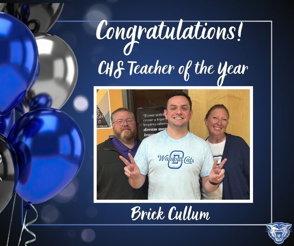 🎉 Congratulations to Conway High School’s Teacher of the Year, Mr. Brick Cullum! 🎉  Mr. Cullum’s dedication to his students, passion for teaching, and commitment to excellence make a lasting impact in the classroom every day. We are proud to celebrate this well-deserved honor and grateful to have him as part of our Wampus Cat family.  Join us in congratulating Mr. Cullum! 🐾 #WampusCats #TeacherOfTheYear #CHSPride