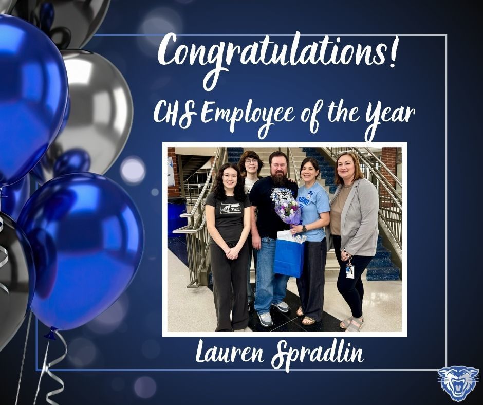 🎉 Congratulations to our Conway High School Employee of the Year, Lauren Spradlin! 🎉  As the administrative assistant to the principal, Lauren helps keep everything running smoothly behind the scenes. Her organization, dedication, and positive attitude make a difference for our students, staff, and families every single day.  We are so grateful for all she does for our Wampus Cat community. This honor is well deserved—congratulations, Lauren! 🐾 #WampusCats #CHSPride