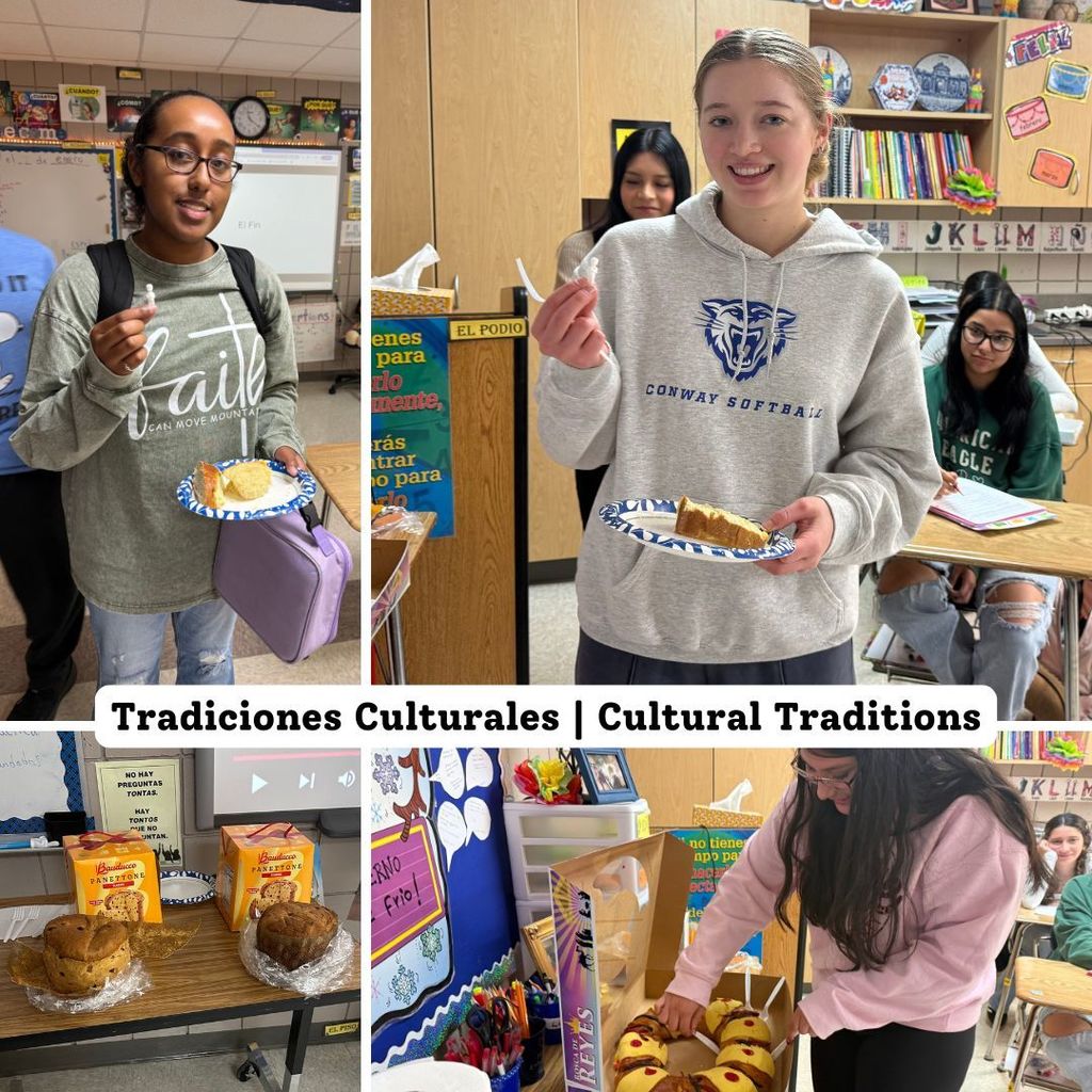 🌎🍽️ Spanish IV students explored culture, cuisine, and connection!  Sabores de la Cultura | Flavors of Culture: Students learned vocabulary around food and discovered how dishes like Rosca de Reyes and panettone play an important role in cultural celebrations.  Recetas Auténticas | Authentic Recipes: From researching traditional Hispanic recipes to measuring ingredients and cooking, students prepared arepas, baked bread, and horchata, practicing language skills while experiencing authentic cultural traditions.  Conectando Culturas | Connecting Cultures: The unit culminated in a Zoom exchange with students from Sotomayor School in Zipaquira, Colombia, where our students practiced Spanish and their peers practiced English, sharing perspectives on nutrition, celebrations, and the role of food in daily life.  A meaningful journey connecting language, culture, and real-world experiences! 🌟  #CHSWampusCats #CHSLanguageLearners #SaboresDeLaCultura #SpanishIV #CHSCultureConnection