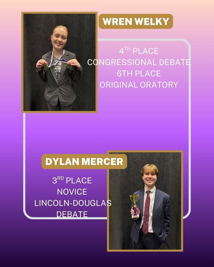 Congratulations to the CHS Speech & Debate team for their success at the Fayetteville High School Speech & Debate Tournament held March 6-7, 2026. Together, they brought home 18individual awards and 10 state tournament bids. The team is coached by Mrs. Casey Griffith.   Competing were: SENIORS: Addison Choate, Dylan Mercer, Joshua Mendoza, Wren Welky, Jessie Smith, Bobby Batson, Ian Lee-Kim, Newton Nganga, and Will Schlientz  JUNIORS: Amelia Garrett, Dylan Simmons, Landon Wharton, Luci Guiterrez, Madison Davenport, Milina Michel, Sydney Madsen, Zuriel Palma, Brooke Simpson, Naudia Wright, Seth Chesshir,   SOPHOMORES: Ronald Weaver, Zenna Dean