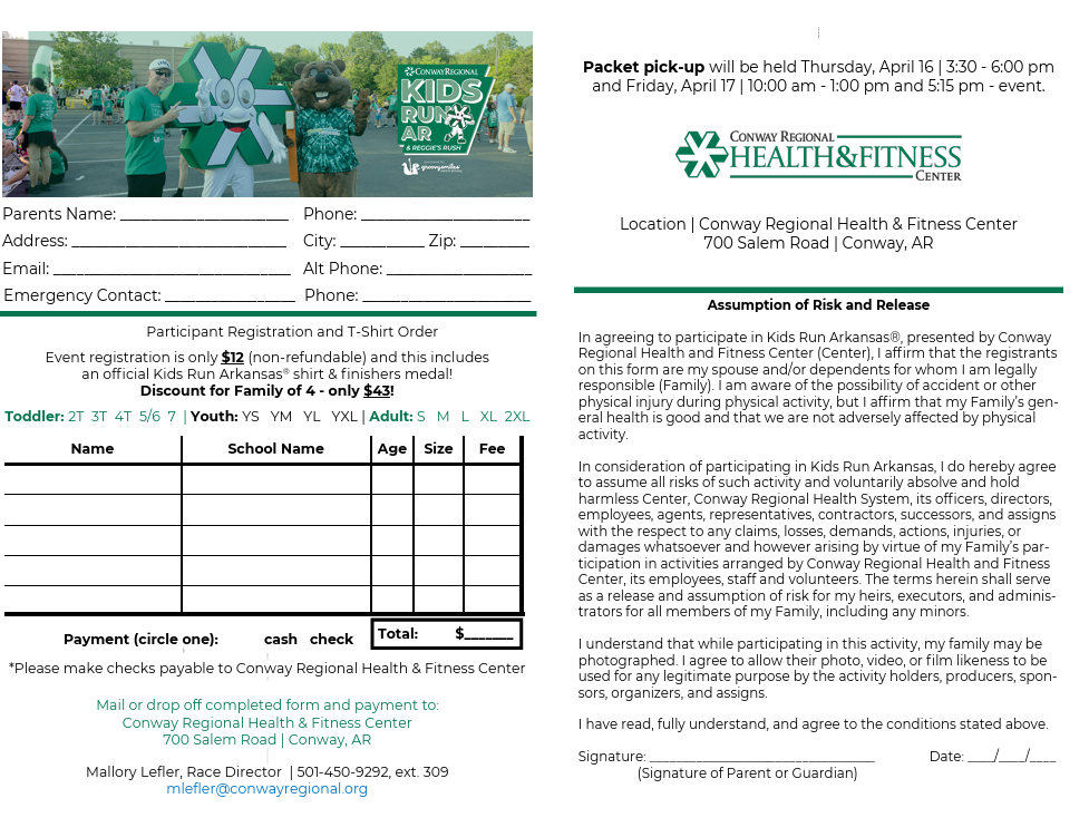 Kids Run AR info and registration