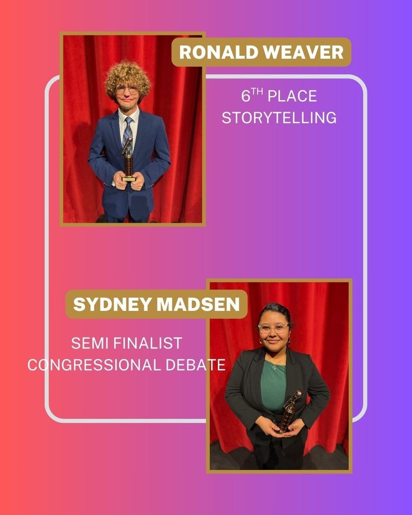 Congratulations to the CHS Speech & Debate team for their success at the Cabot High School Speech & Debate Tournament held March 13-14, 2026. Together, they brought home 9 individual awards and 2 state tournament bids. The team is coached by Mrs. Casey Griffith.   Competing were: SENIORS: Joshua Mendoza, Annabel Champlin, Callie Wesbecher  JUNIORS: Amelia Garrett, Dylan Simmons, Luci Guiterrez, Madison Davenport, Seth Chesshir, Lina Akramova  SOPHOMORES: Ronald Weaver, Roseli Pineda, Paisley McCalman