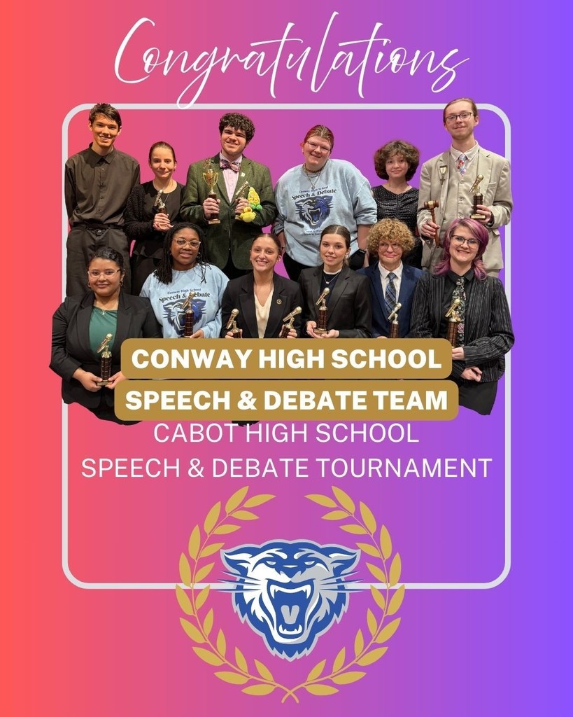 Congratulations to the CHS Speech & Debate team for their success at the Cabot High School Speech & Debate Tournament held March 13-14, 2026. Together, they brought home 9 individual awards and 2 state tournament bids. The team is coached by Mrs. Casey Griffith.   Competing were: SENIORS: Joshua Mendoza, Annabel Champlin, Callie Wesbecher  JUNIORS: Amelia Garrett, Dylan Simmons, Luci Guiterrez, Madison Davenport, Seth Chesshir, Lina Akramova  SOPHOMORES: Ronald Weaver, Roseli Pineda, Paisley McCalman