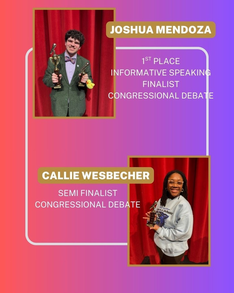 Congratulations to the CHS Speech & Debate team for their success at the Cabot High School Speech & Debate Tournament held March 13-14, 2026. Together, they brought home 9 individual awards and 2 state tournament bids. The team is coached by Mrs. Casey Griffith.   Competing were: SENIORS: Joshua Mendoza, Annabel Champlin, Callie Wesbecher  JUNIORS: Amelia Garrett, Dylan Simmons, Luci Guiterrez, Madison Davenport, Seth Chesshir, Lina Akramova  SOPHOMORES: Ronald Weaver, Roseli Pineda, Paisley McCalman