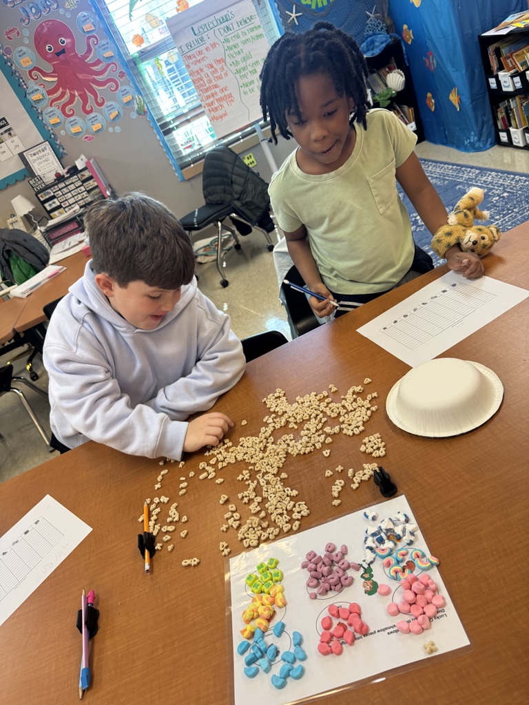 🍀 Lucky Charms + Math = A little St. Patrick’s Day magic in 2nd grade! 🍀  Today our 2nd graders practiced their graphing skills using Lucky Charms cereal! First, students sorted the marshmallows by shape and color, then created graphs to show how many of each they found. 📊  We talked about which marshmallow had the most, the least, and compared our data with our friends. The best part? After all that hard work… they got to enjoy their math manipulatives! 😄  Hands-on learning makes math extra sweet. Happy St. Patrick’s Day from our lucky little learners! 🌈✨