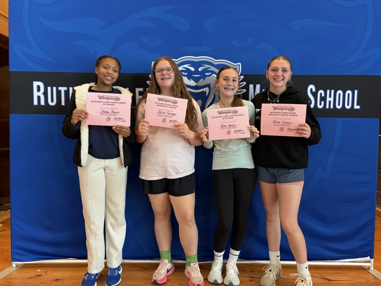 Ruth Doyle Track Athletes of the Week : Chelsea Brown-jumper of the week, Julie Cowger - thrower of the week,Greer Harris- runner of the week, Alivia Dielmann- captain clutch of the week.