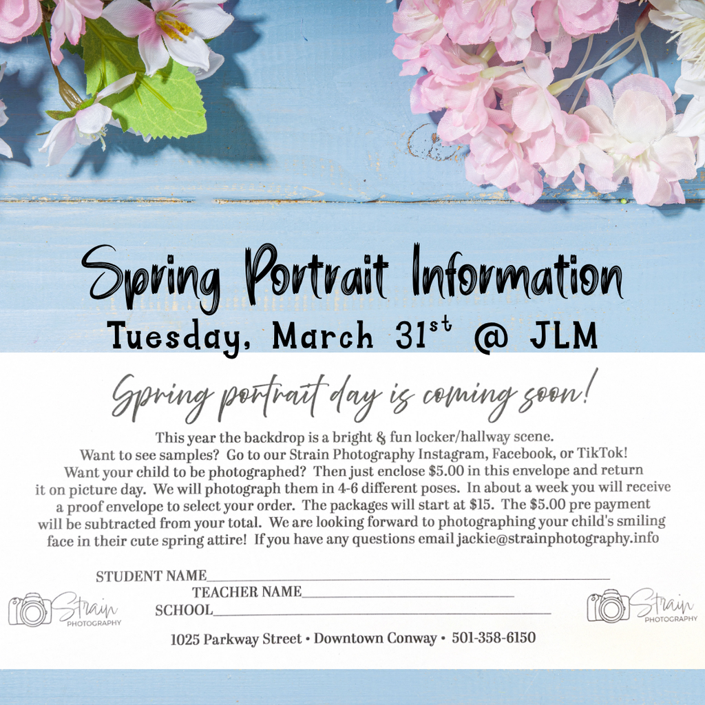 JLM Spring Portraits are Tuesday, March 31st