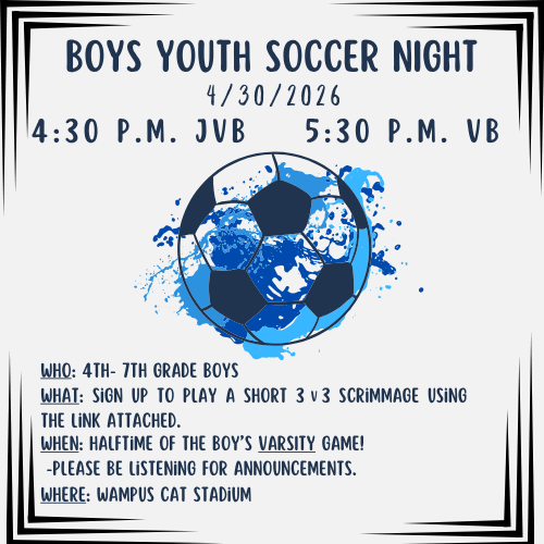 Boys youth soccer night april 30 5:30pm