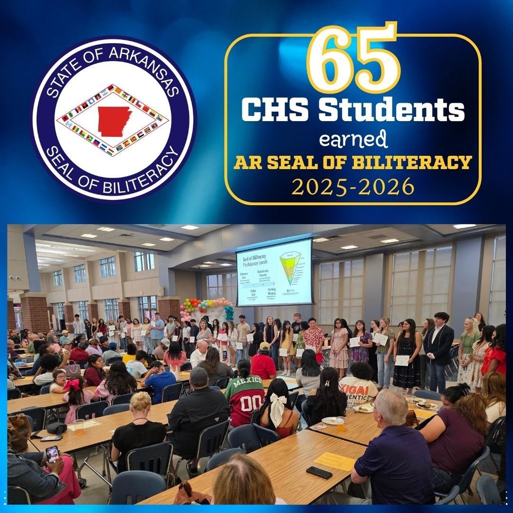 🌍 Celebrating language excellence at Conway High School!  This past Wednesday evening, our World Language Department had the honor of recognizing new and current members of the French and Spanish National Honor Societies, along with the newest recipients of the Arkansas Seal of Biliteracy and the Global Seal of Biliteracy.  🏅 49 Global Seals of Biliteracy were awarded to 46 students 🏅 65 students earned the Arkansas Seal of Biliteracy  Please join us in congratulating these outstanding students! We are so proud of their hard work, dedication, and incredible language accomplishments. 👏🎉