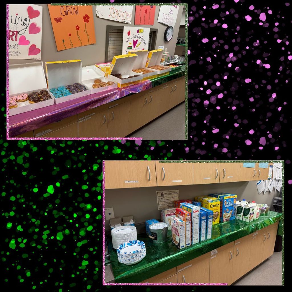 💚✨ The treats keep coming for Teacher Appreciation Week! Our staff enjoyed donuts and a cereal bar this morning thanks to C.L.A.W.S., followed by a lunchtime pick-me-up from Dr. Worley with Shadrach’s Coffee. We were also treated to a sweet surprise from Burgers, Fries and Pies, who dropped off an assortment of fried pies for our team to enjoy. We’re so grateful for the continued support and generosity shown to our staff this week—it truly makes a difference! More appreciation fun is still to come! 💫 #TeacherAppreciationWeek #CHS #WampusCats