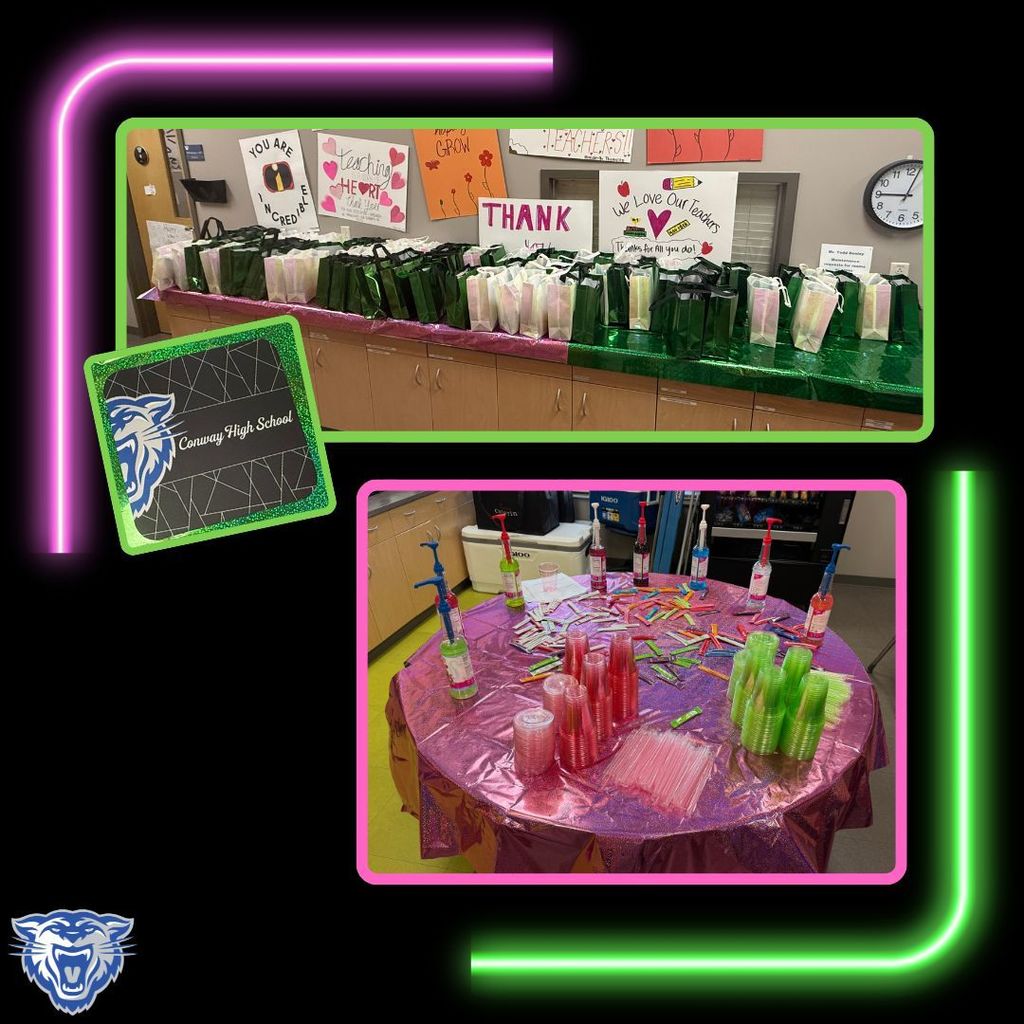 Goodie bags , custom mouse pad and a flavored water bar.