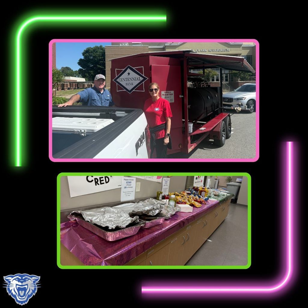 Centennial Bank with their mobile grill and the lunch time spread.