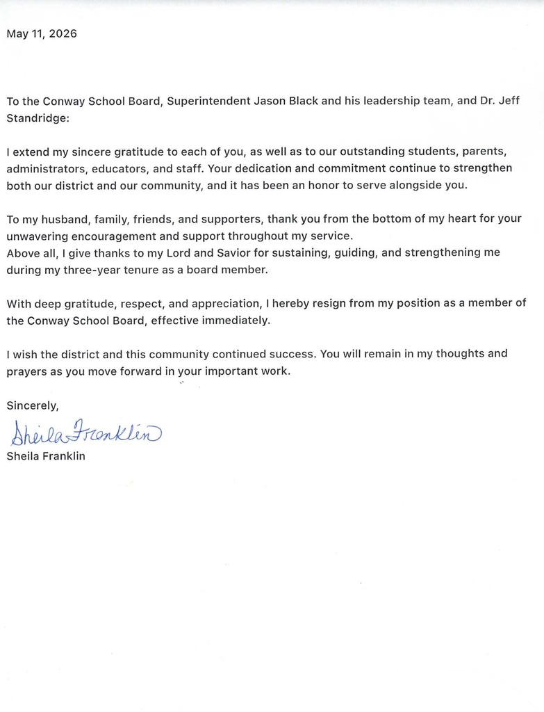 Letter from Sheila Franklin