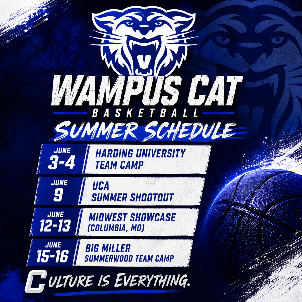 Wampus Cat Basketball has a big June coming up! We'll be playing on college campuses and against the best competition in Arkansas and surrounding states!