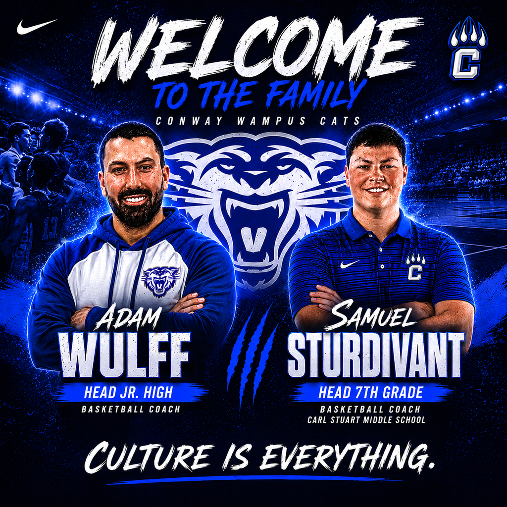 Wampus Cat Basketball is fortunate to add two outstanding coaches to our ranks! Coach Wulff comes to us from Highland High School and has several years of head coaching experience. Coach Sturdivant is a young up-and-comer who also comes with head coaching experience as well as multiple years spent with the UCA men's basketball program. The Cats got better with these additions and our athletes will love working with them!