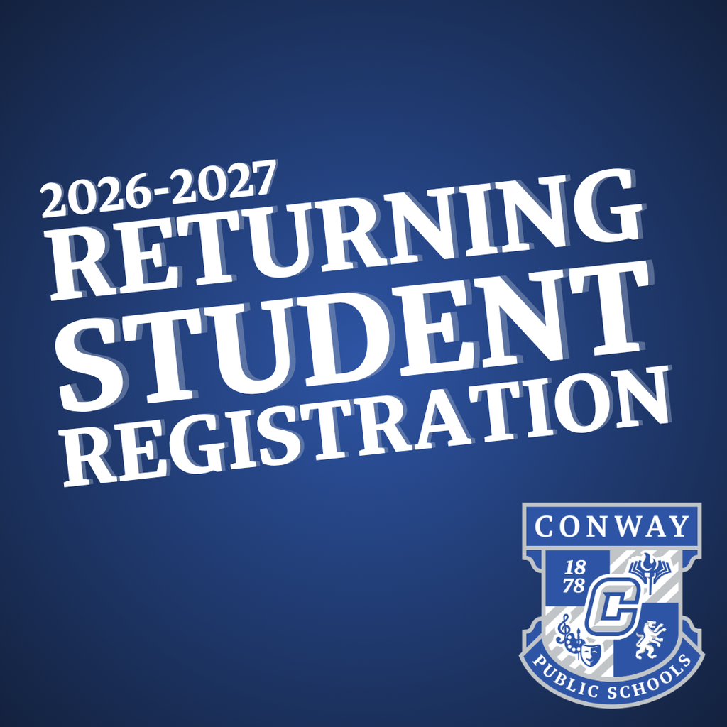 26-27 Returning Registration. White font, blue background.