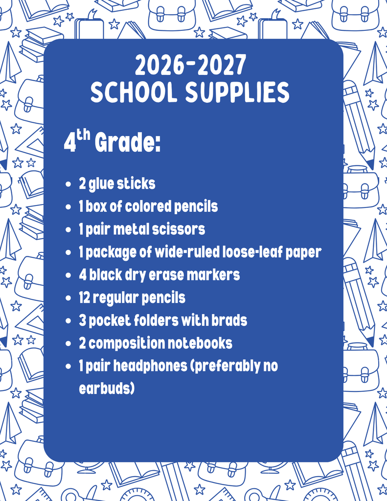4th grade Supply list